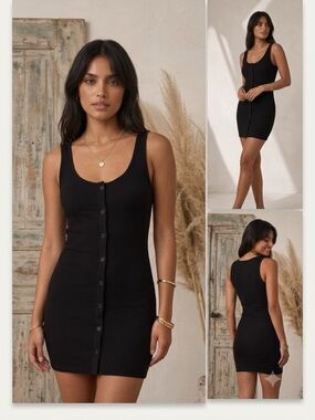 American Eagle Outfitters Black Ribbed Mini Dress Medium